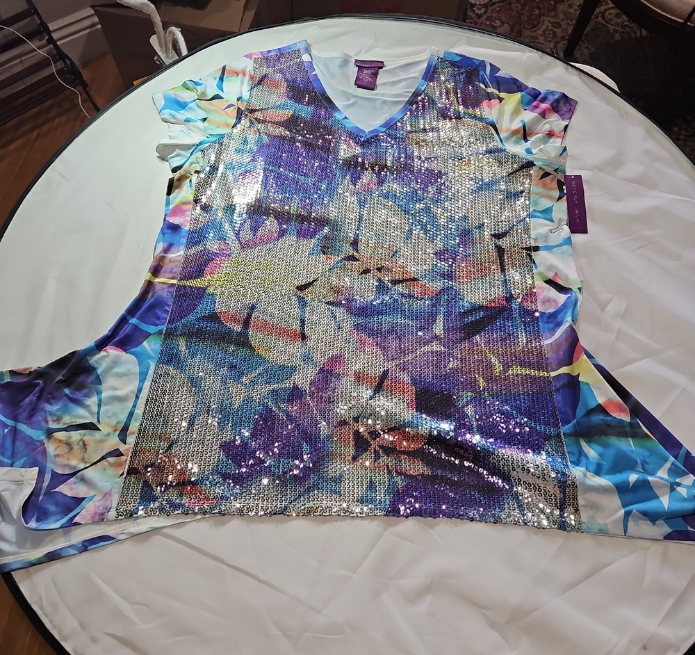 Beverly Drive Multicolor Sequin V-Neck Blouse